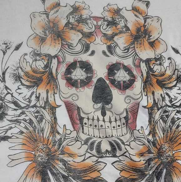 Chaser Candy Floral Skull Blouse Small - Picture 2 of 7